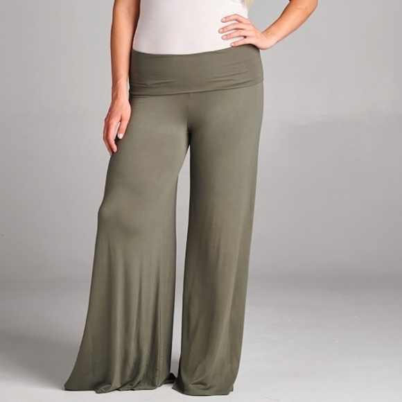 Plus Size Wide Legs Soft Maxi Pants in INDIGOBLUE - Picture 3 of 4